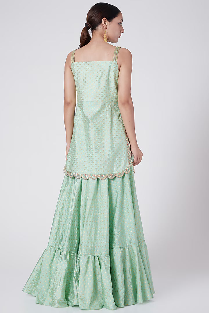 Light Green Brocade Sharara Set