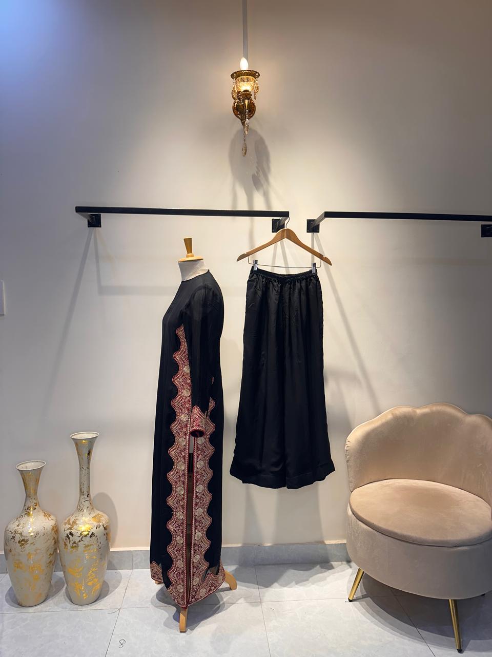 Noor Black Embroidered Kurta & Palazzo Set